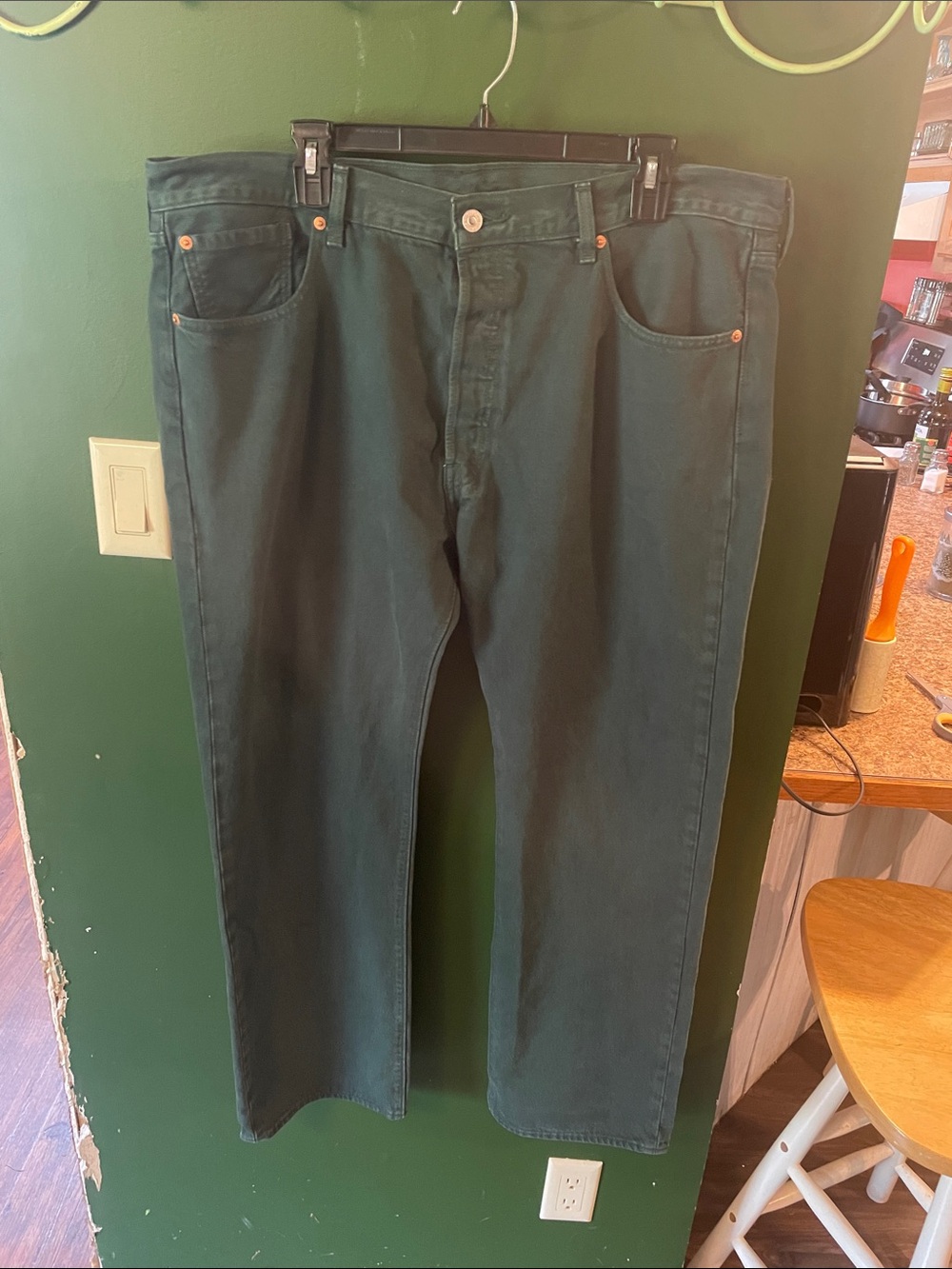 Levi's 501 Green Men’s Jeans Button Fly Straight Leg Size 38x30